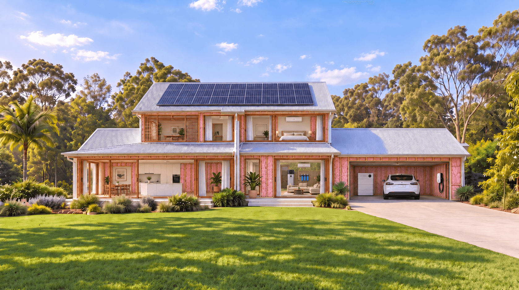 A revealed all-electric home showing its energy systems